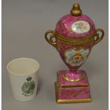 A Royal Doulton Edward VII coronation beaker together with a Noritake lidded cup (2)