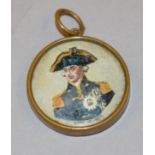 A base metal Horatio Nelson painted pendant