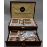 A Waltmann und Sohn cased cutlery set in wooden case.