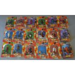 Approximately 35 Dr Who carded figures including an apparent misprinted example.