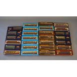 OO Gauge. 27 x coaches & parcels vans. Various manufacturers & liveries. VG boxed.