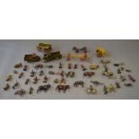 Quantity of Britains hollowcast figures and diecast vehicles, includes soldiers,