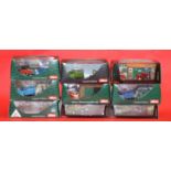 Eight Schuco 1:43 scale dioramas and sets: 03146; 02885; 02594; 02877; 02614; 02857; 02643; 03432;