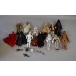 14 x Hasbro Star Wars large size action figures. VG with stands and accessories, unboxed.