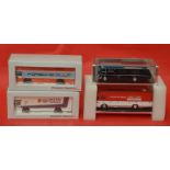 Four diecast models: Premium ClassiXXs MB Renntransporter 'Porsche-Gulf';