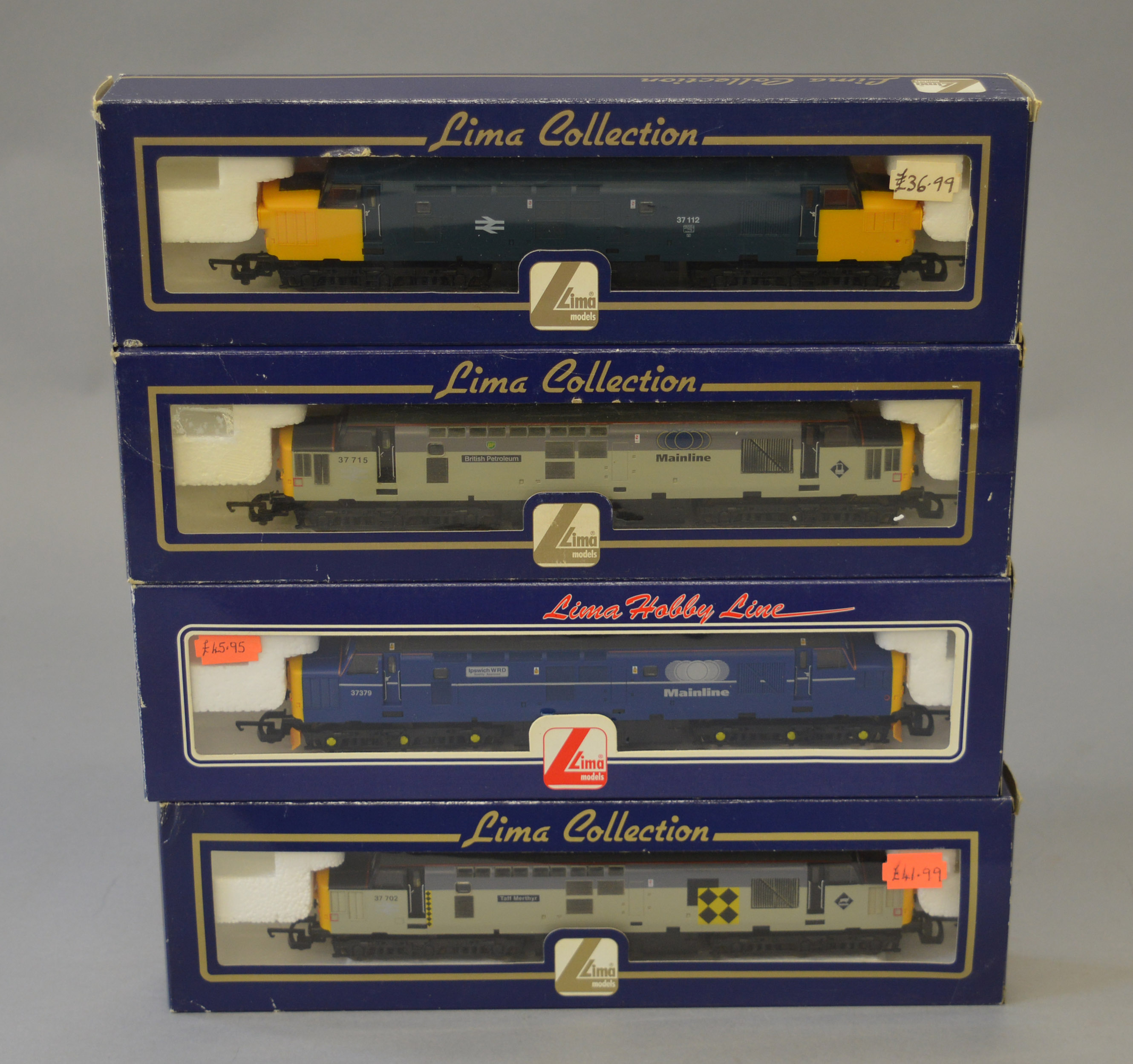 OO Gauge. Lima 4 x Class 37 diesel locomotives. Various liveries. 37112, 37715, 37702 & 37379.