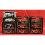 10 x Bburago 1:18 scale diecast model cars, all Ferrari and Mercedes. Boxed and overall appear E.