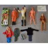 4 x Action figures includes GI Joe with dog tag (incorrect repro box), Gyperman with clothing,