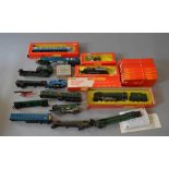 OO Gauge. Tri-ang Hornby. Qty of incomplete/damaged locomotives, boxed points and spare parts.