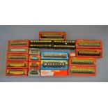 OO Gauge. 20 x assorted rolling stock, coaches & wagons. Some boxed.