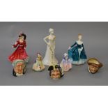 5 Royal Doulton and Poole lady figures together with 3 Royal Doulton Character Jugs (8)
