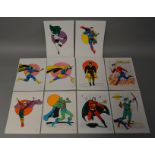 10 Good quality pen and ink DC comics fan artwork cards all signed "TP 2002/2003" by Tom Paterson.