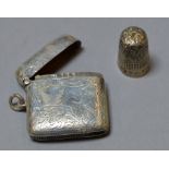 A hallmarked silver vesta case,