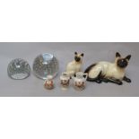 Mixed lot including two Royal Doulton cats,