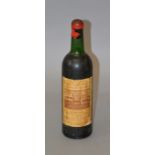 Wine: Grand Vin De Bordeaux Chateau Clinet Pomerol 1960, wax seal intact but peeling around neck.