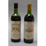 Wine: "1975 Grand Cru Classe Chateau La Tour Carnet Haut-Medoc" together with "1977 Grand Cru