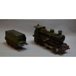 Live Steam. Marklin O gauge. 0-4-0 tender locomotive with burner.