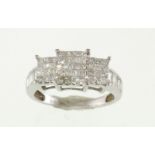 An 18ct white gold square pave set diamond ring, approx total 1.00ct & 3.