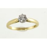 A diamond solitaire ring marked 18ct/plat, the claw set brilliant-cut stone approx 0.40ct & 3.