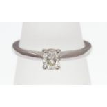 An 18ct H/M white gold oval diamond solitaire ring, Approx diamond weight 0.