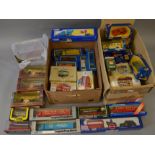 2 Boxes of assorted Corgi models, mostly Classics, Trams and Eddie Stobart examples, all boxed.