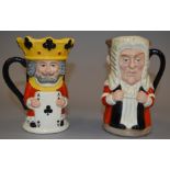 Two Royal Doulton character jugs: D6988 The Judge and Thief & D6999 King and Queen of Clubs Limited