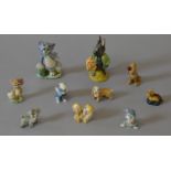 10 ceramic figures: Royal Albert Beatrix Potter Little Black Rabbit together with 9 Wade Whimsie