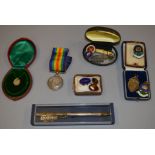 A mixed lot of enamel badges including silver examples together with a 1914-1918 medal to "G. A.