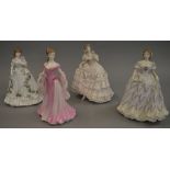 4 Royal Worcester limited edition ladies figures: The Fairest Rose; Grace; Queen Of Hearts;