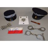 Mixed lot of assorted Police collectables including an Inspector's and WPS caps,