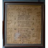 A pair of "Mary Ann Riley" samplers dated 1829 and 1830, both framed and glazed 60cm x 54cm.