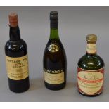 3 Vintage bottles of alcohol: Ross-Lea Scotch Whiskey; Remy Martin VS Petite Fine Champagne Cognac,