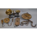 A collection of various vintage scales including Salter examples and a Boots chemist set of cast