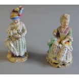 Two Meissen figures: G28 seated lady (restoration to head,