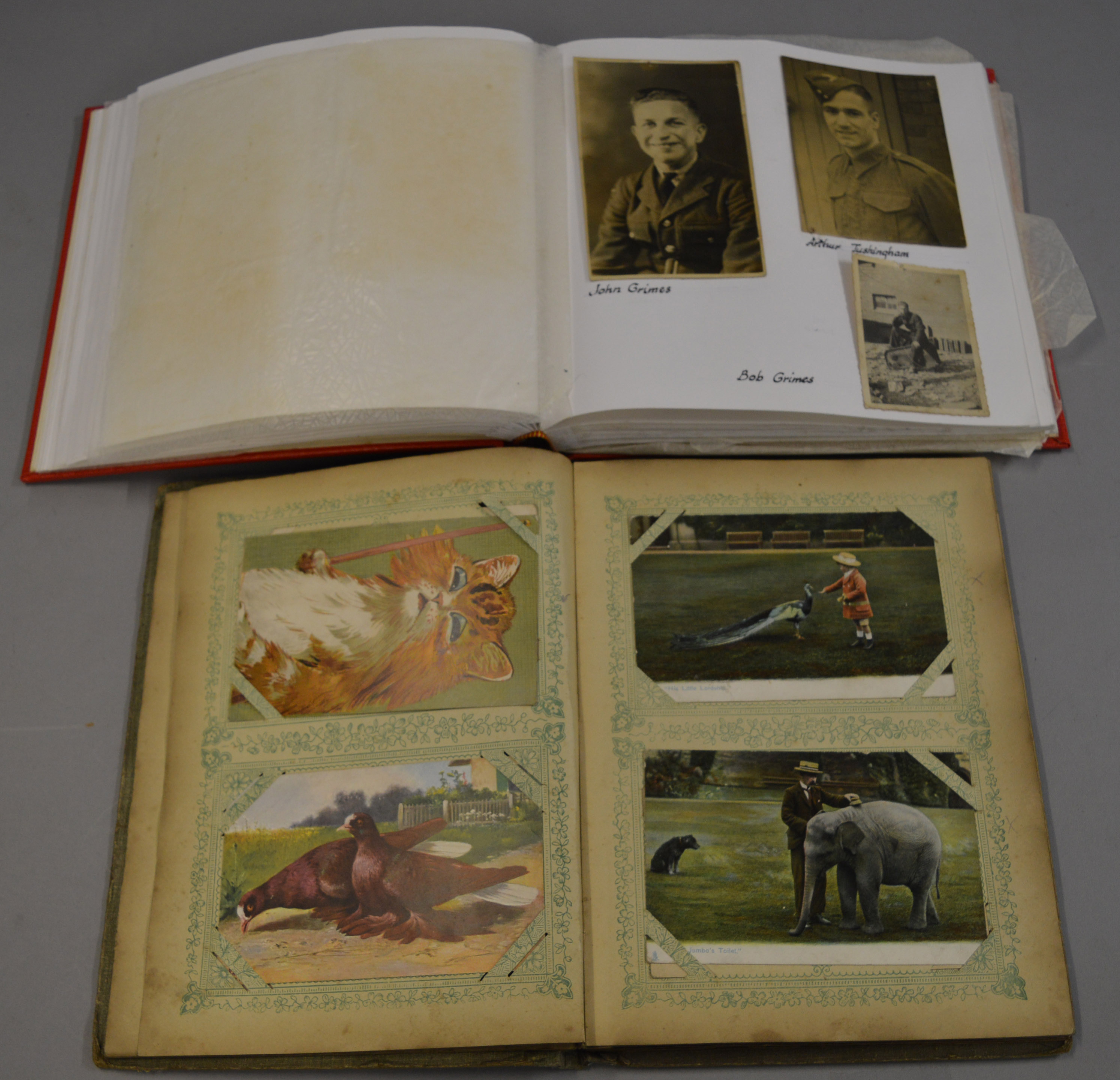 An interesting Victorian/ Edwardian postcard album with period examples together with a album