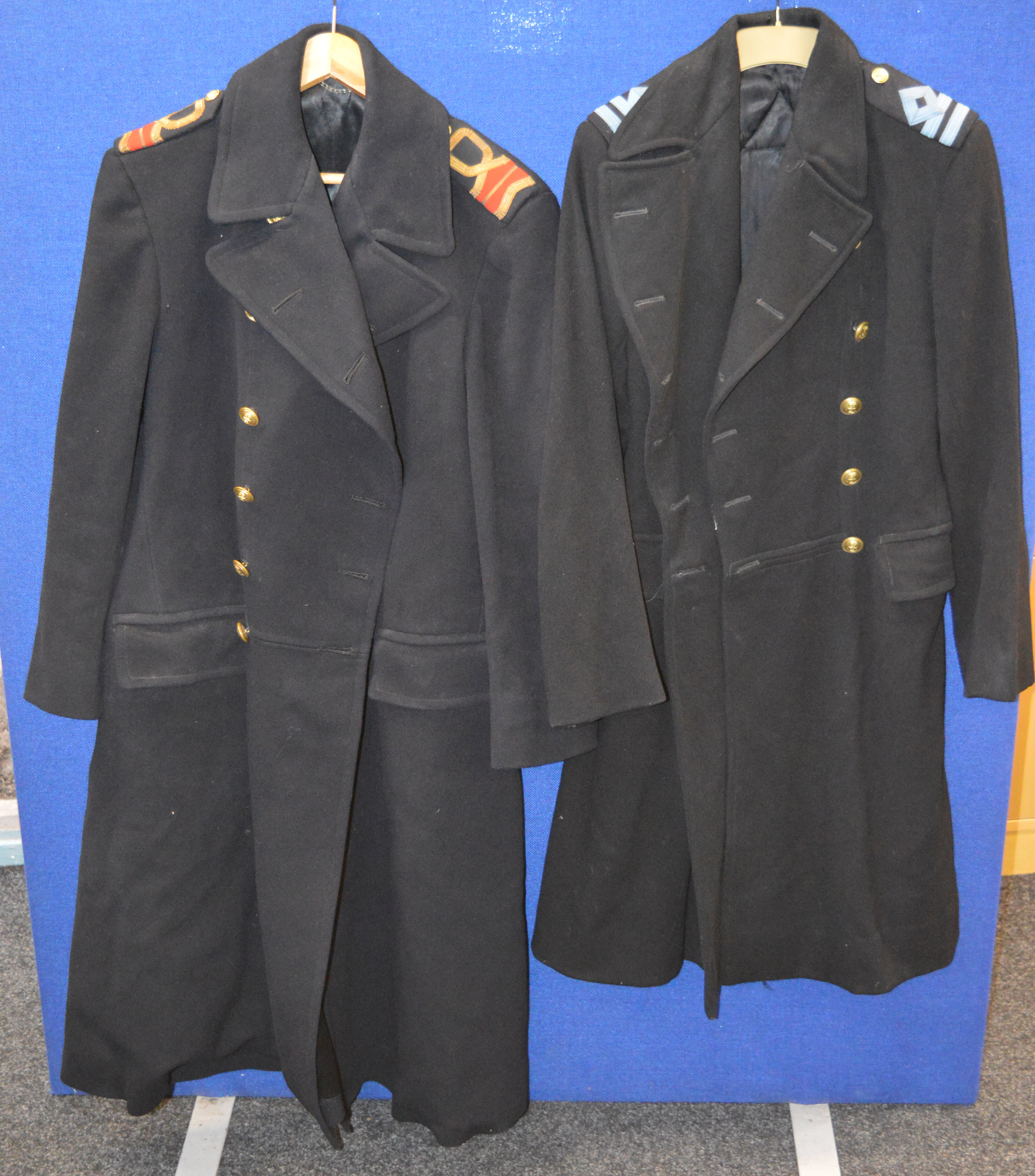 4 Royal Naval coats together with a Gieves & Hawkes officers cap and vario