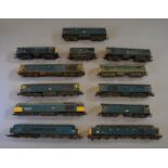 OO Gauge. 12 x hand weathered/detailed diesel locomotives, various manufacturers.