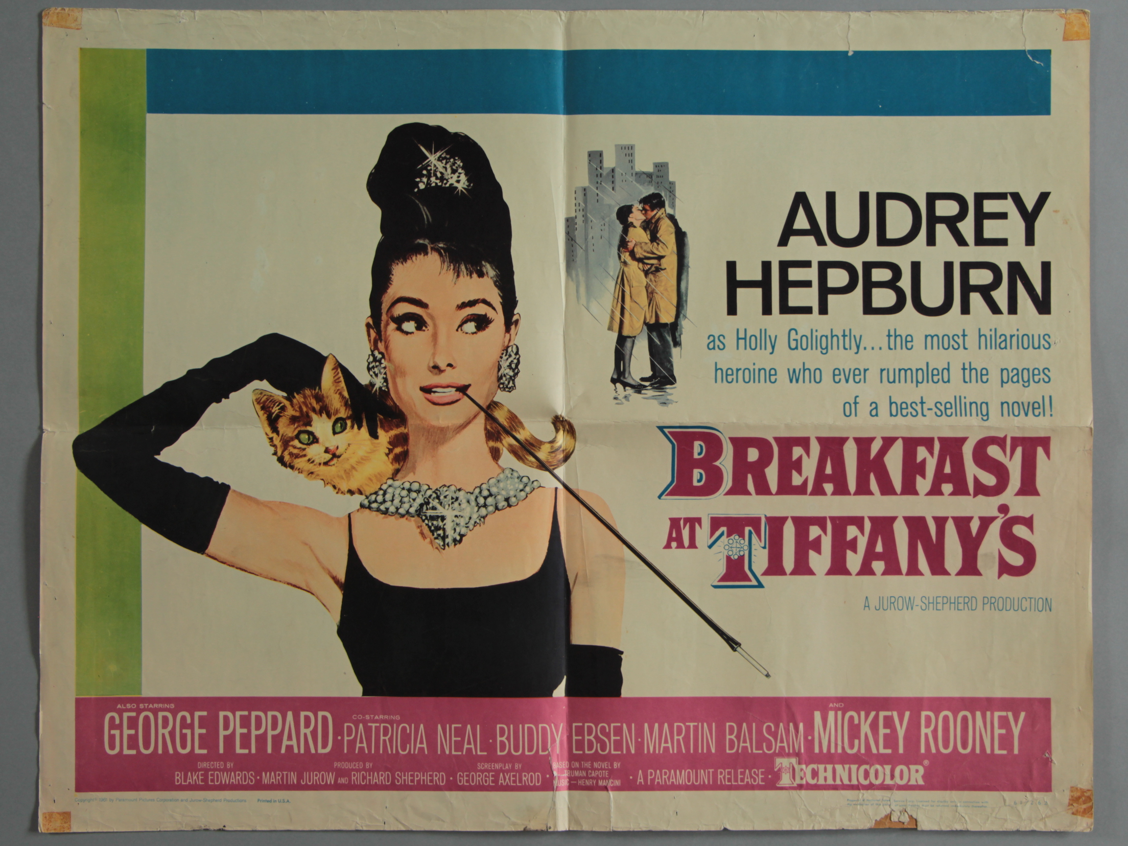 "Breakfast at Tiffany's" Original 1961 US half-sheet (22 x 28 inch) classic Blake Edwards romantic