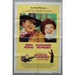 John Wayne collection of 3 folded US film posters; Rooster Cogburn (1975),