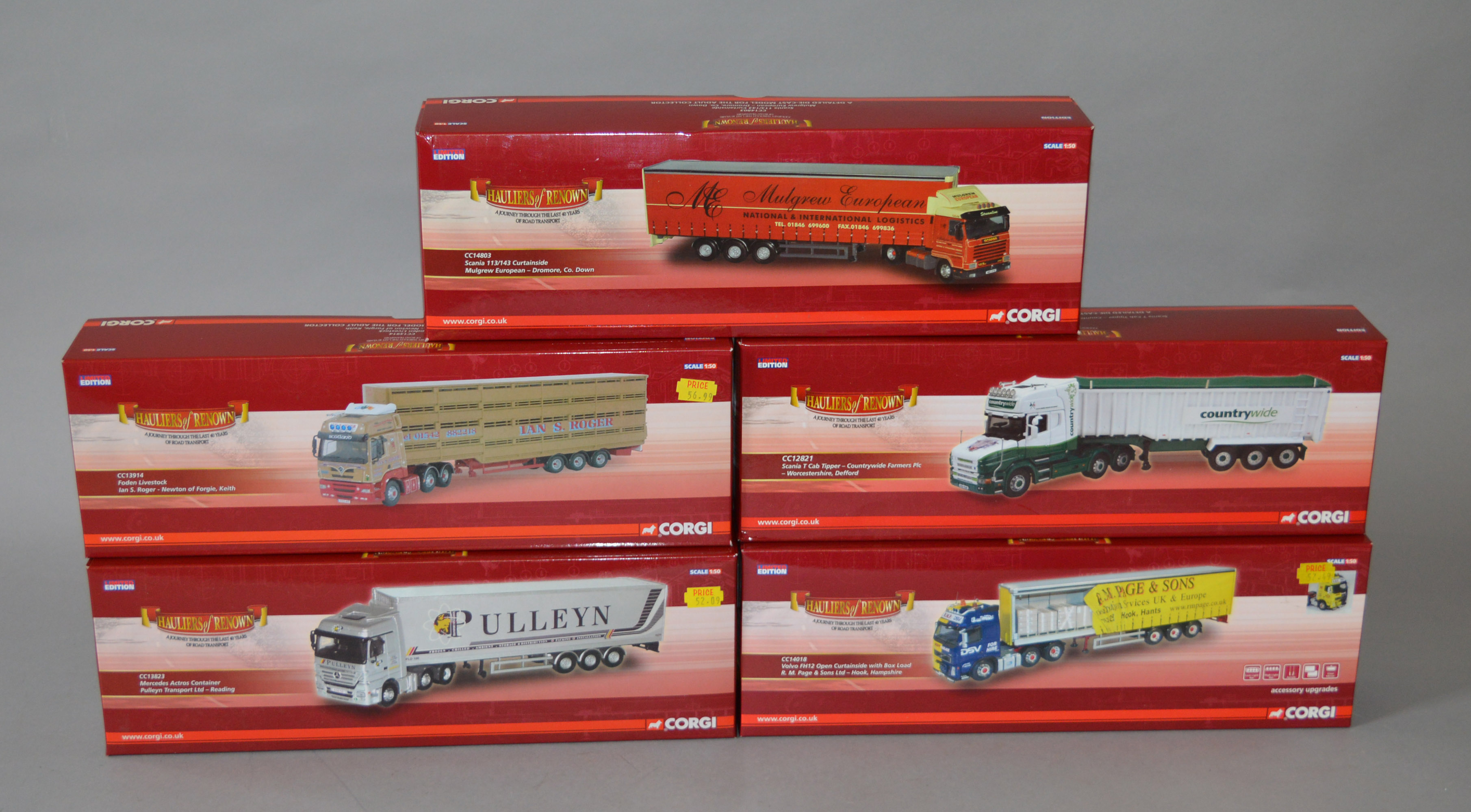 Five boxed Corgi Hauliers of Renown 1:50 scale limited edition trucks, CC13914 Foden 'Ian S.