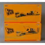 Two Corgi 1:50 scale 'JCB' Truck Sets - MAN TGA Nooteboom Low Loader with JCB Backhoe Loader 3CX,