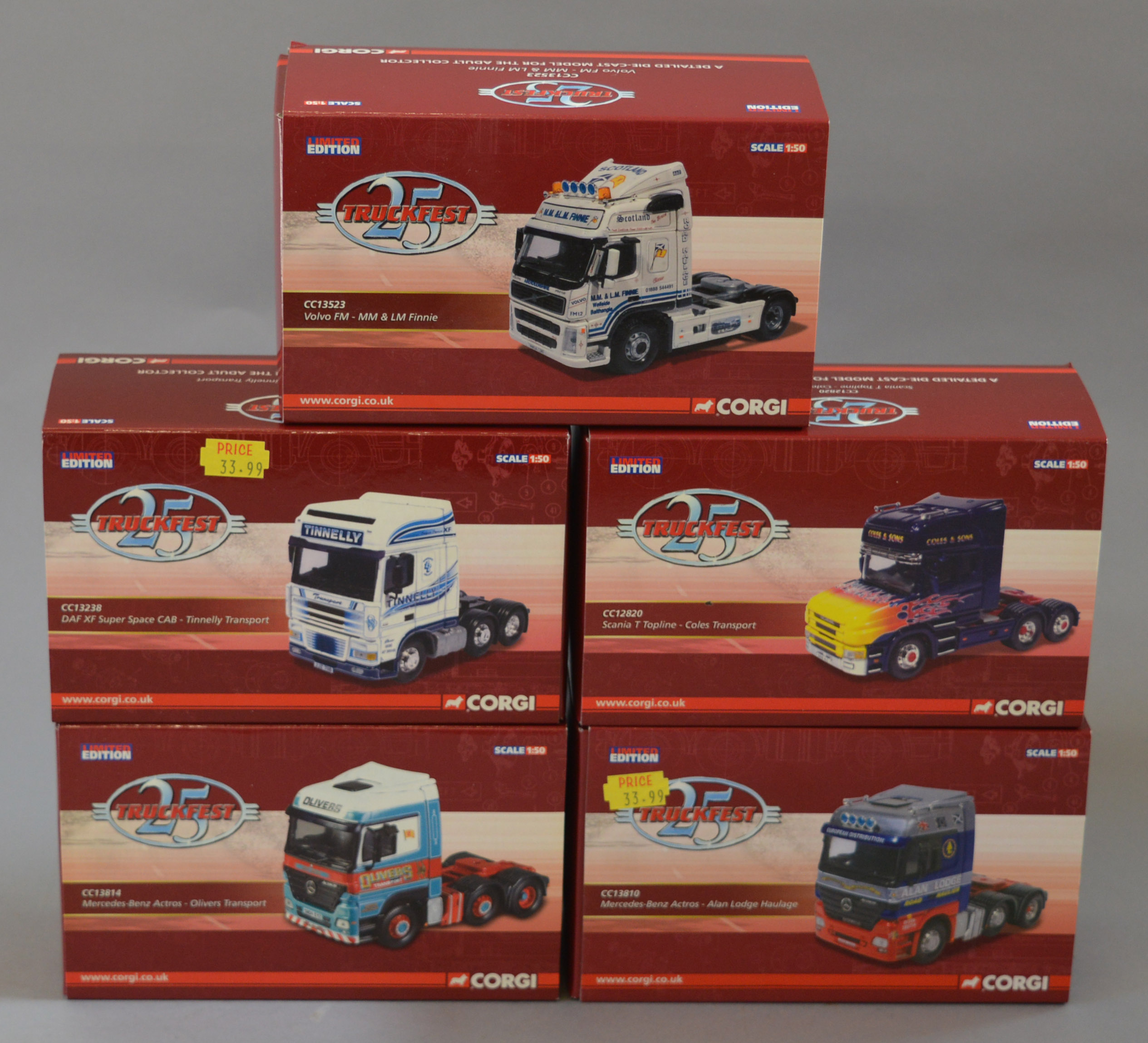 Five boxed Corgi 1:50 scale limited edition Tractor Units, CC13238 DAF 'Tinnelly',