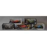 Five boxed Hot Wheels Racing 1:18 scale Formula 1 Racing Cars including a Limited Edition 2002