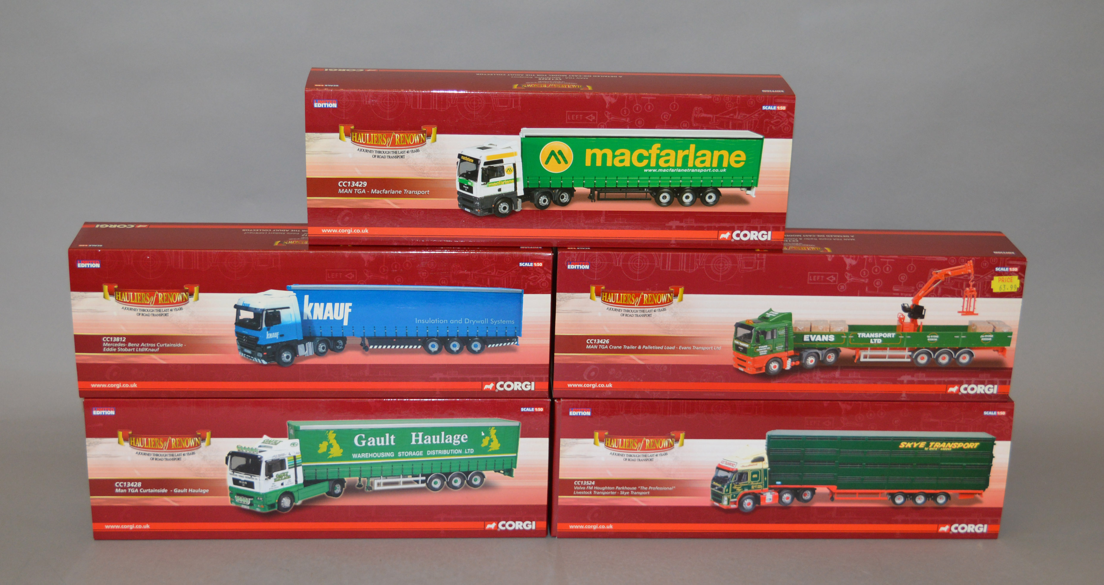 Five boxed Corgi Hauliers of Renown 1:50 scale limited edition trucks,