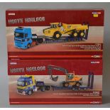 Two Corgi 1:50 scale Truck Sets - CC14007 Volvo FH Nooteboom Step Frame Trailer & Volvo Excavator