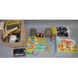 A mixed lot of toys including a Wooden Fort, a boxed plastic Farm Set, Action Force items,