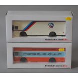 Two boxed Premium Classixxs limited edition 1:43 scale F1 Racing Transporters - 'Porsche- Gulf' and