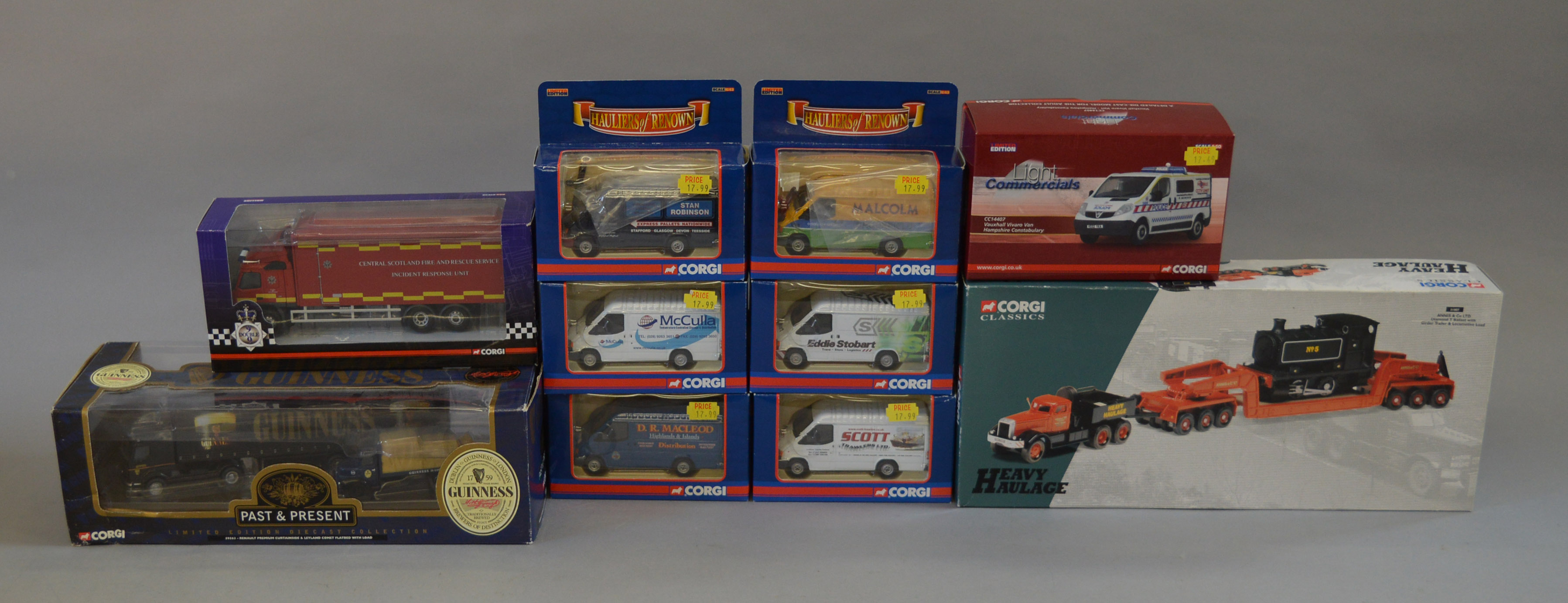 Ten Corgi boxed diecast models including 31007 Heavy Haulage Diamond T set 'Annis & Co Ltd',