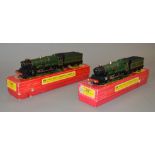 OO Gauge. Hornby Dublo. 2 x 2 rail BR green Castle class locomotives.