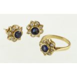 An 18ct H/M sapphire & diamond flower-head cluster ring,